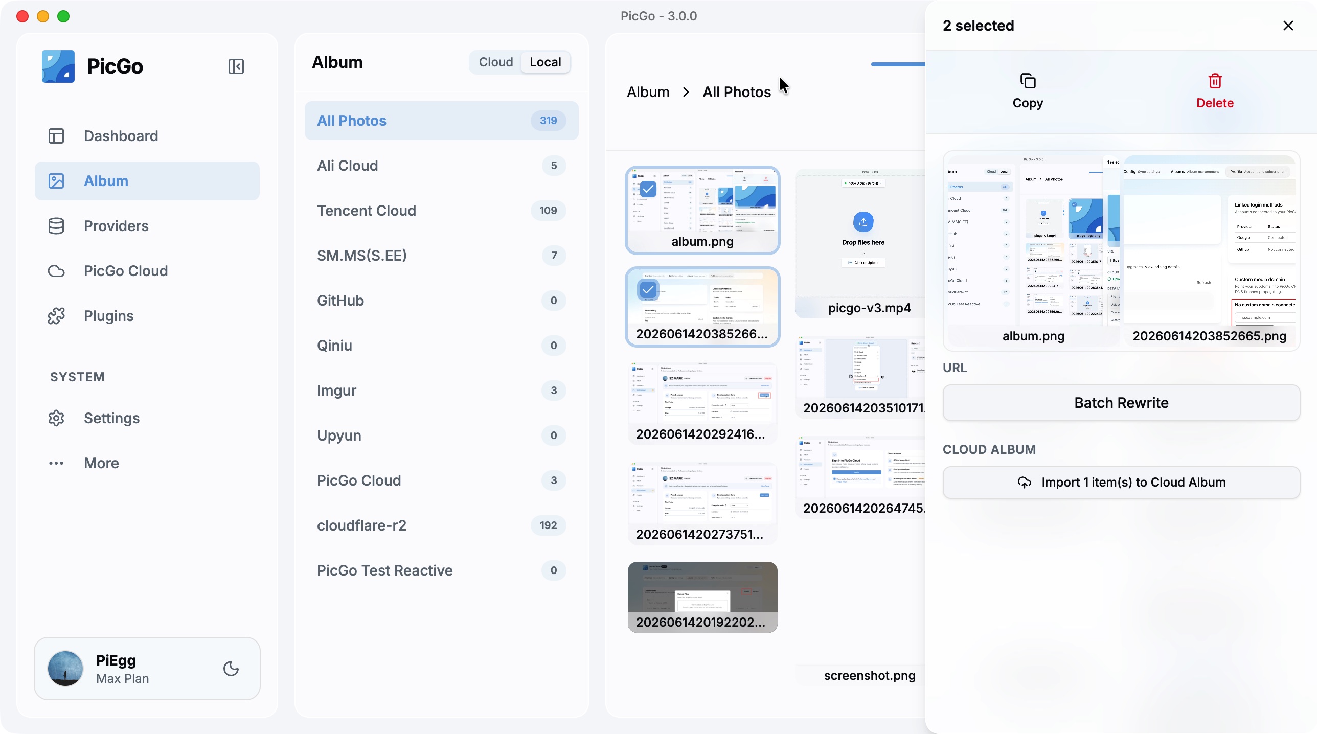 PicGo Gallery interface