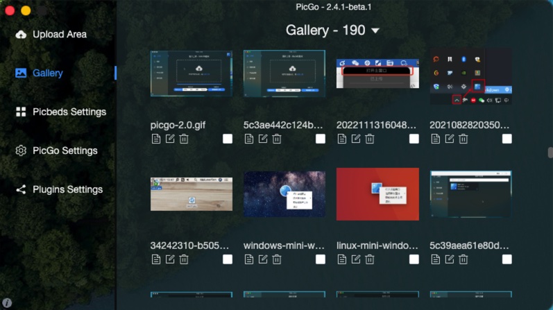 PicGo Gallery interface